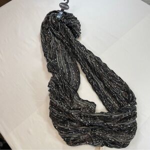 Collection Eighteen Infinity Scarf Textured Shimmer Black White Women's NWT